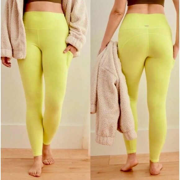 Aerie AEO Chill Play Move High Rise Leggings size L Neon Yellow Green - Picture 1 of 7